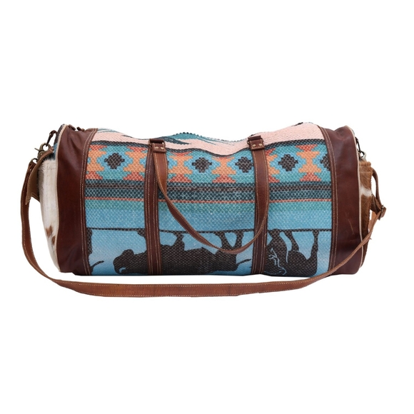 🎁Rug tooled leather duffel bag western tribal New - Picture 8 of 16